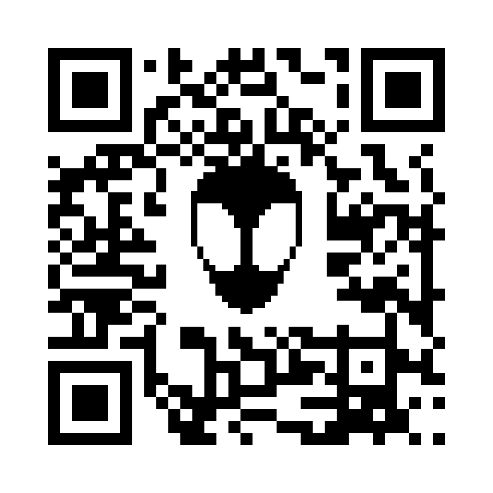 EWETOEPEEA black-and-white QR code with a pixelated alien head in the center